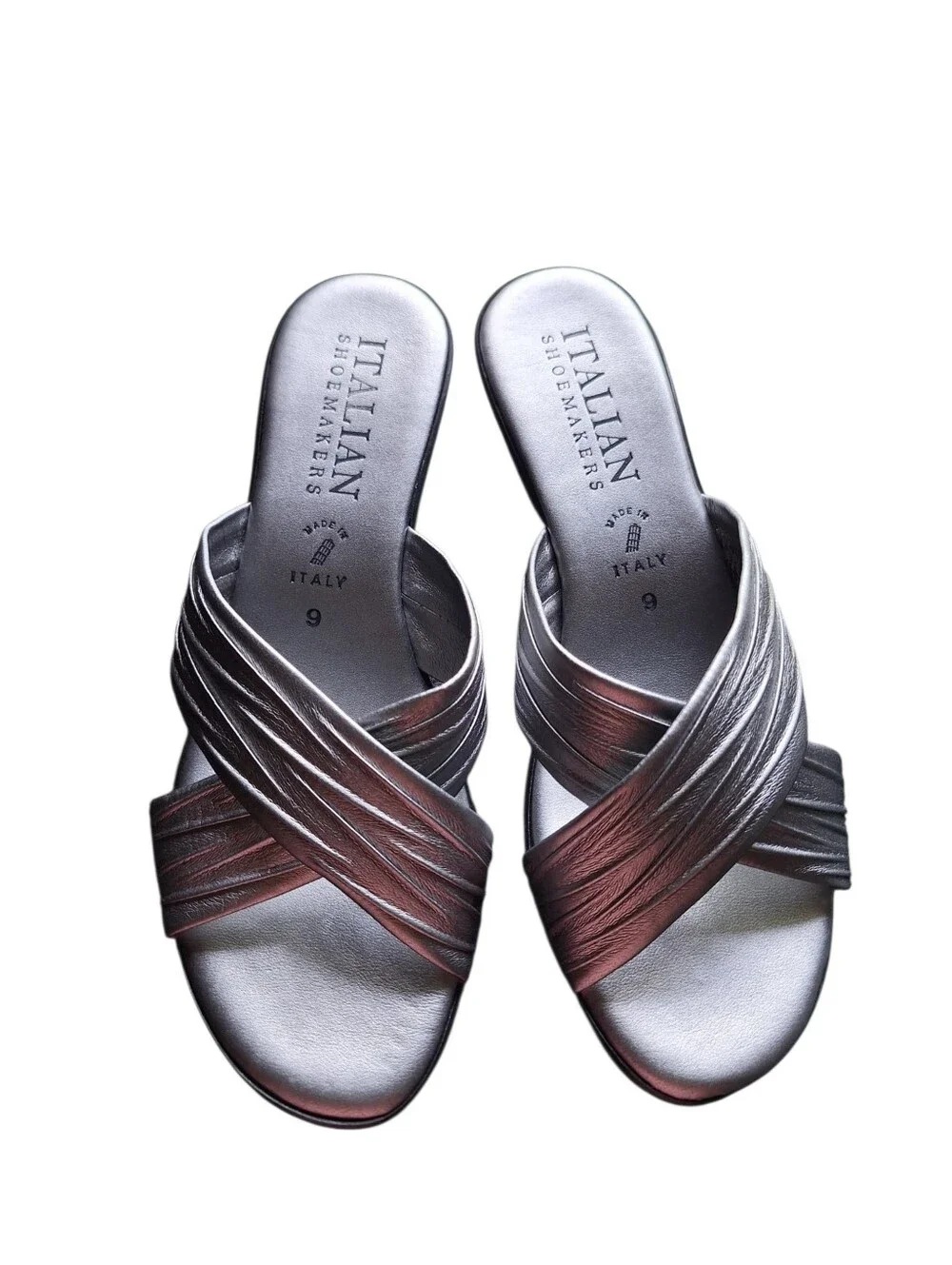 Italian Shoemakers Silver Metallic Slide Sandals